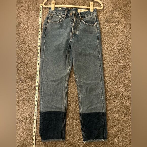 RAG & BONE Maya HW Two-Tone frayed Denim Blue Jeans - Picture 7 of 12